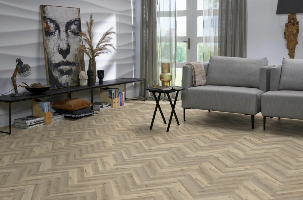 YUP Herringbone dryback light oak
